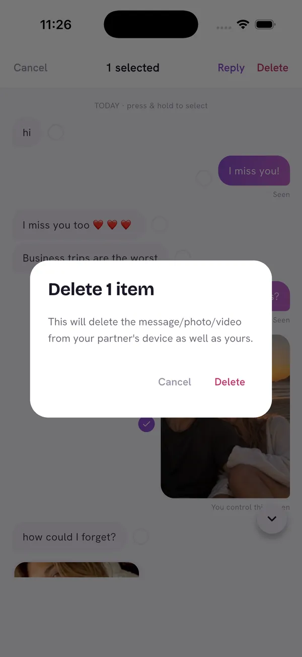 The delete confirmation sheet